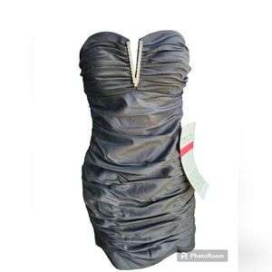 Hailey Logan Adrianna Papell Formal Party Black Strapless Dress Size 5/6